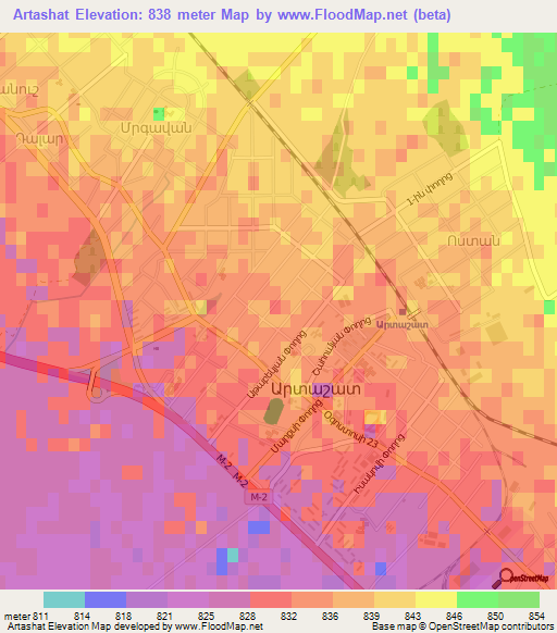 Artashat,Armenia Elevation Map