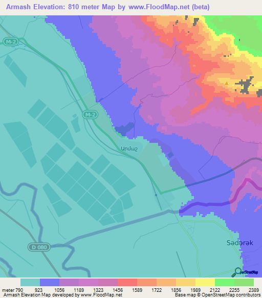 Armash,Armenia Elevation Map