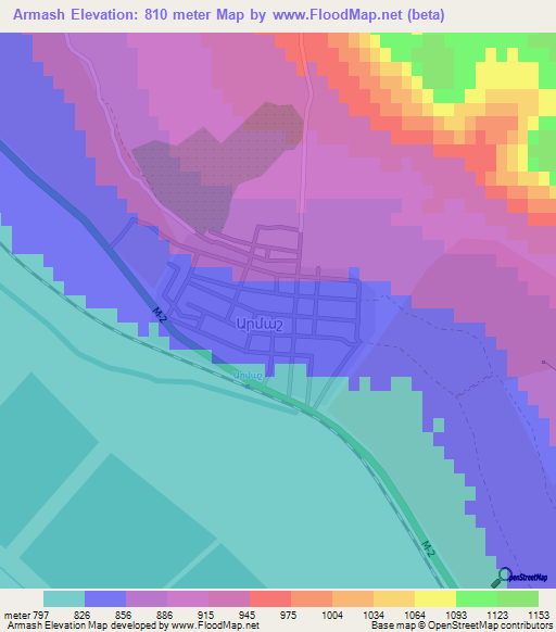 Armash,Armenia Elevation Map