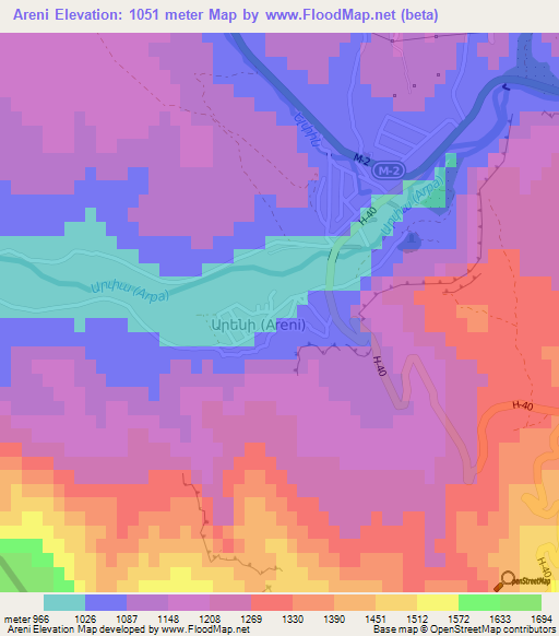 Areni,Armenia Elevation Map