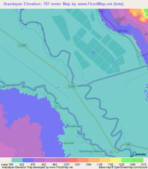 Arazdayan,Armenia Elevation Map