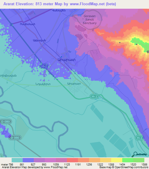 Ararat,Armenia Elevation Map