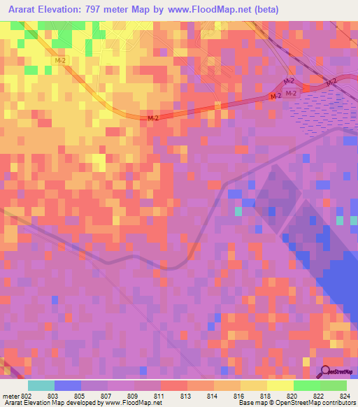 Ararat,Armenia Elevation Map