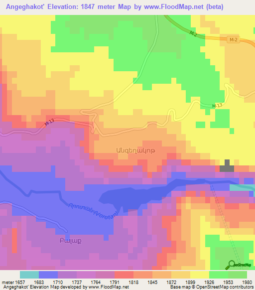 Angeghakot',Armenia Elevation Map