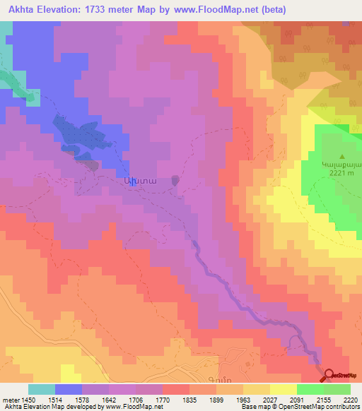 Akhta,Armenia Elevation Map