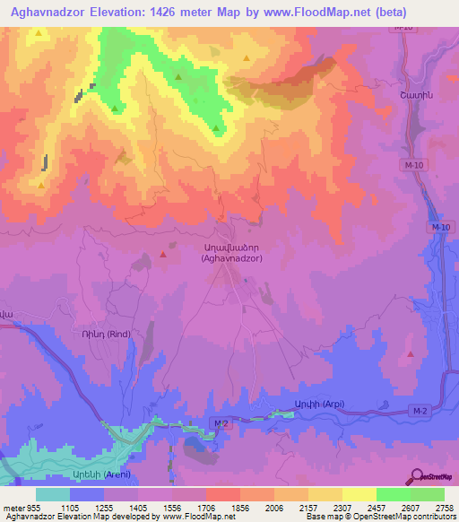 Aghavnadzor,Armenia Elevation Map
