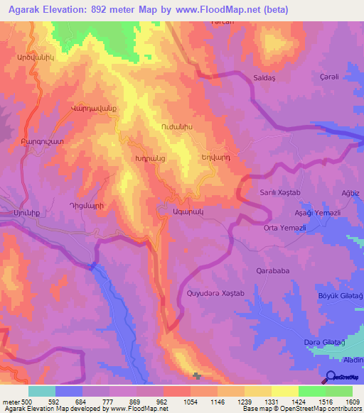 Agarak,Armenia Elevation Map