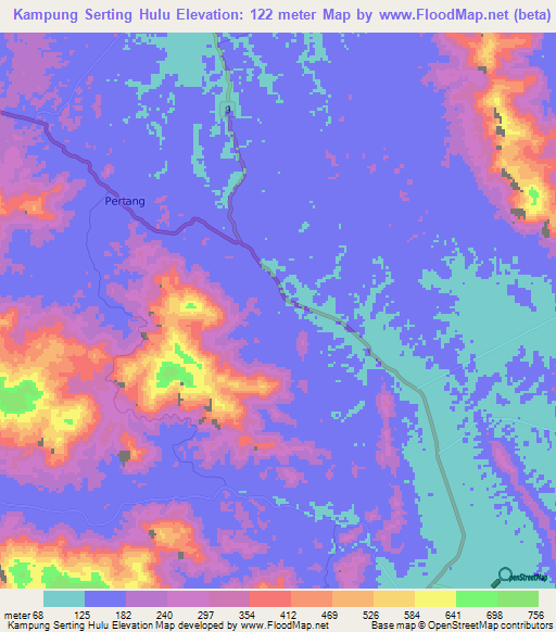 Kampung Serting Hulu,Malaysia Elevation Map