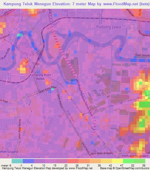 Kampung Teluk Menegun,Malaysia Elevation Map