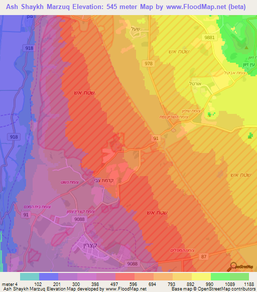 Ash Shaykh Marzuq,Syria Elevation Map