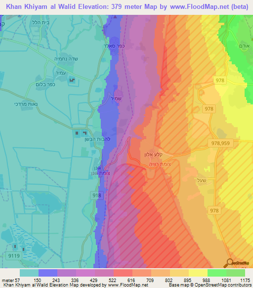 Khan Khiyam al Walid,Syria Elevation Map