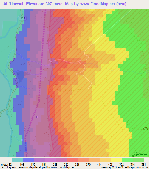 Al `Uraysah,Syria Elevation Map