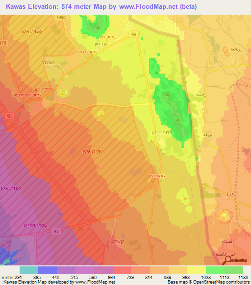 Kawas,Syria Elevation Map