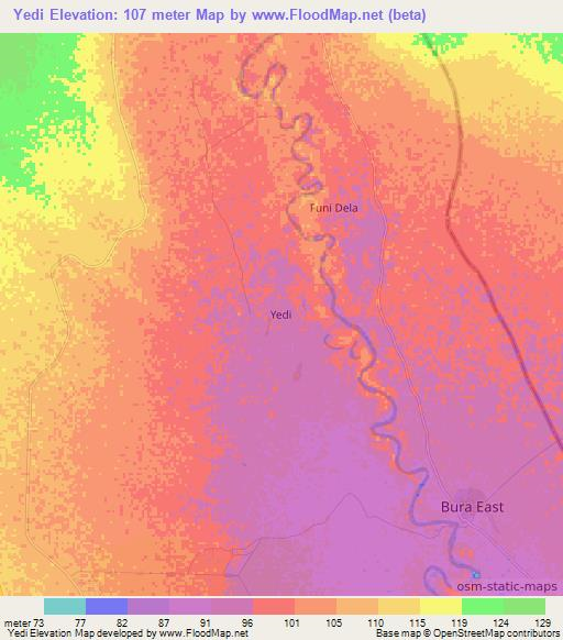Yedi,Kenya Elevation Map