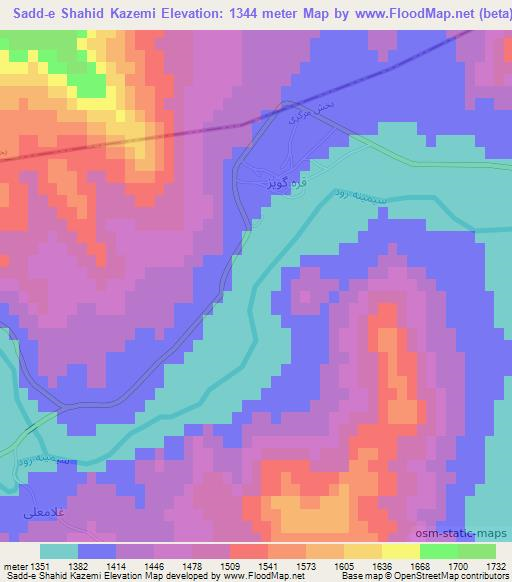 Sadd-e Shahid Kazemi,Iran Elevation Map