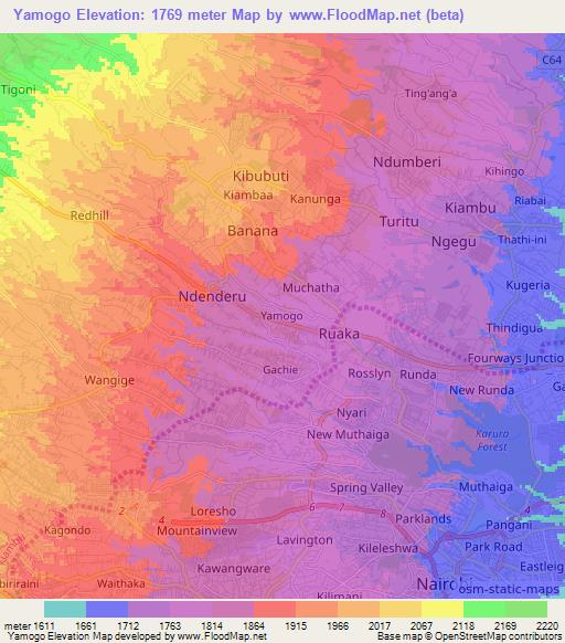 Yamogo,Kenya Elevation Map