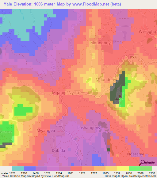 Yale,Kenya Elevation Map