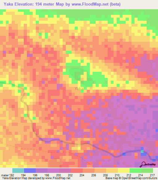 Yaka,Kenya Elevation Map