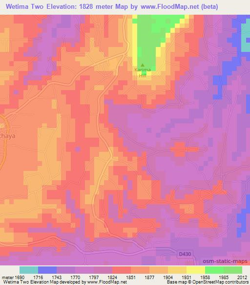 Wetima Two,Kenya Elevation Map