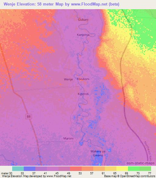 Wenje,Kenya Elevation Map