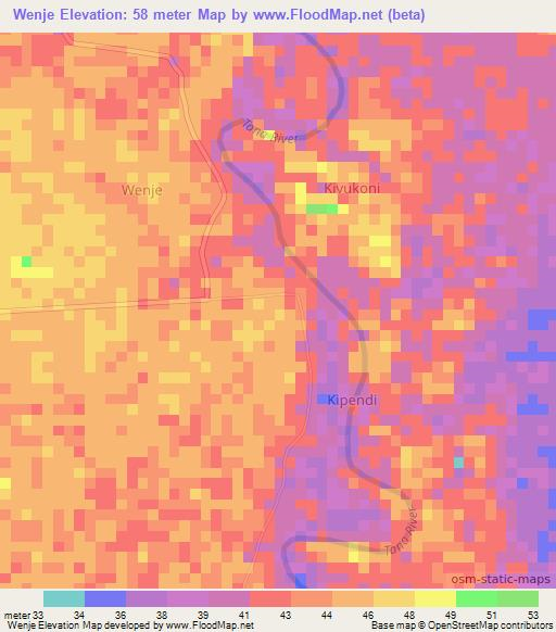 Wenje,Kenya Elevation Map