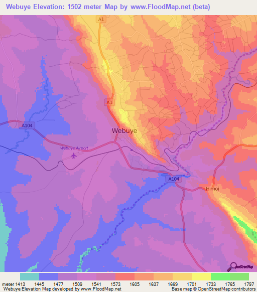 Webuye,Kenya Elevation Map