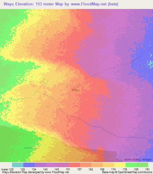 Wayu,Kenya Elevation Map