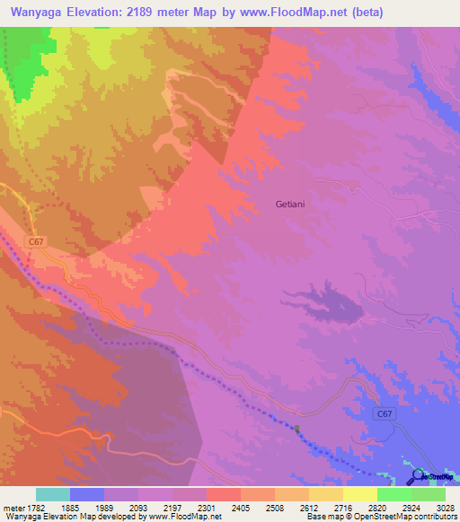Wanyaga,Kenya Elevation Map
