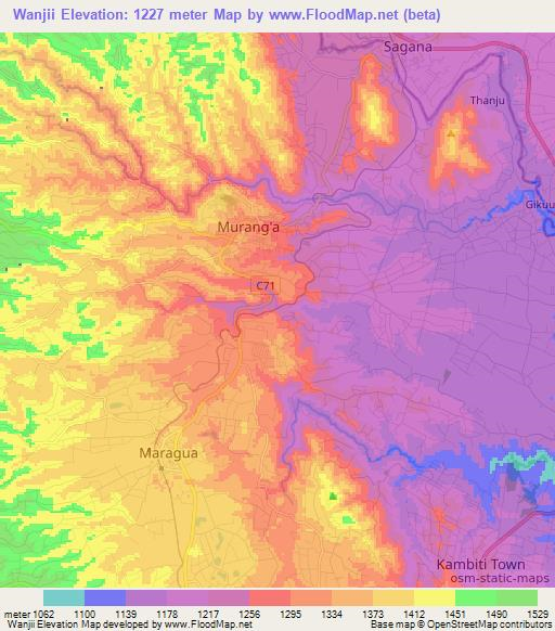 Wanjii,Kenya Elevation Map