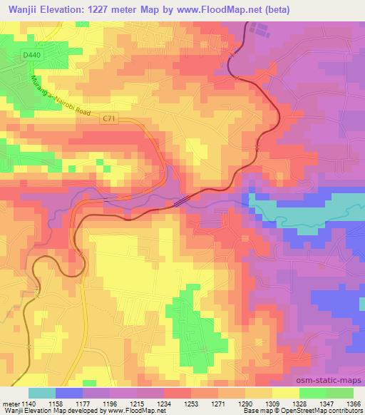 Wanjii,Kenya Elevation Map