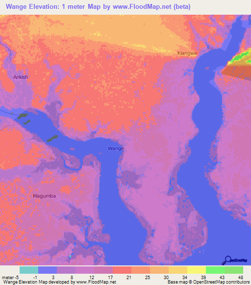 Wange,Kenya Elevation Map