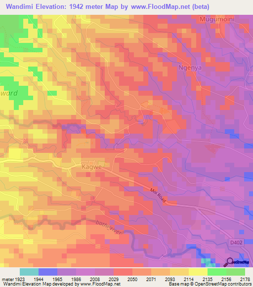 Wandimi,Kenya Elevation Map