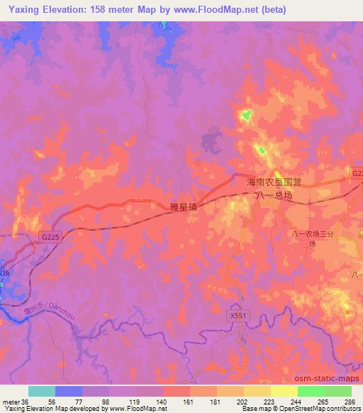 Yaxing,China Elevation Map