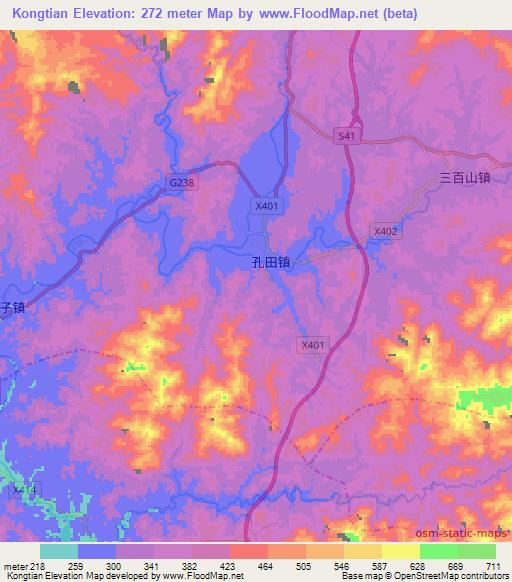 Kongtian,China Elevation Map
