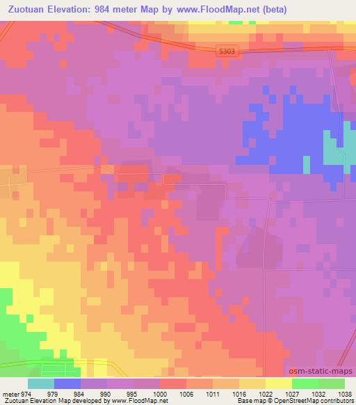 Zuotuan,China Elevation Map