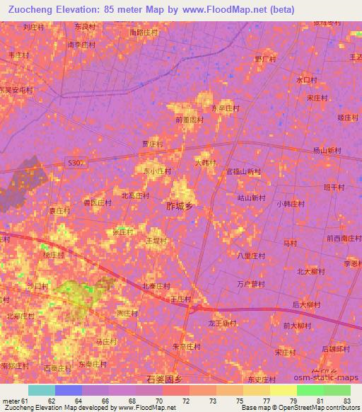 Zuocheng,China Elevation Map