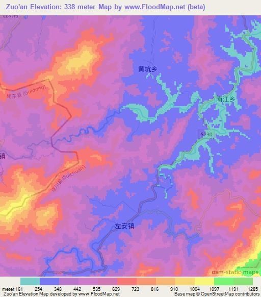 Zuo'an,China Elevation Map