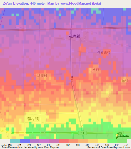 Zu'an,China Elevation Map