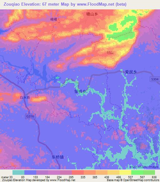 Zouqiao,China Elevation Map