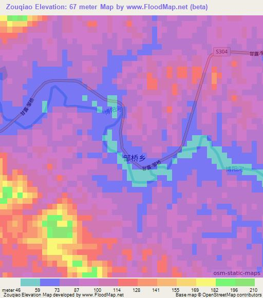 Zouqiao,China Elevation Map