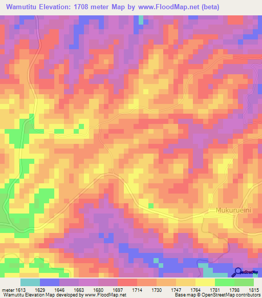 Wamutitu,Kenya Elevation Map