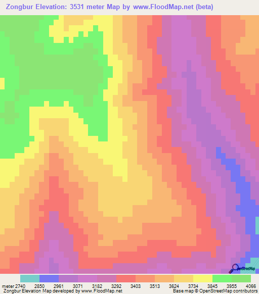 Zongbur,China Elevation Map