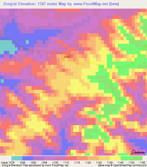 Zong'ai,China Elevation Map