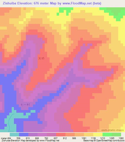Zishuiba,China Elevation Map