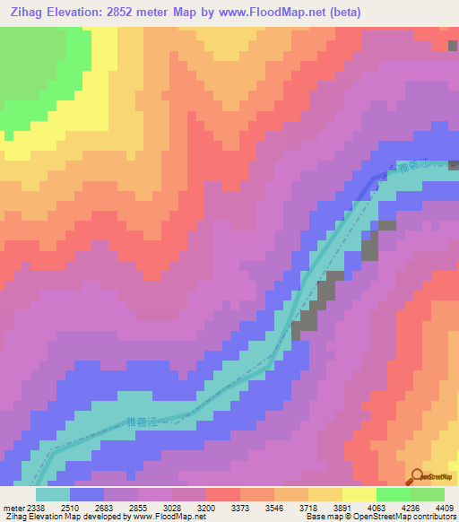 Zihag,China Elevation Map