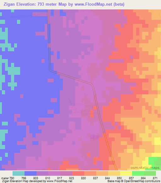 Zigan,China Elevation Map