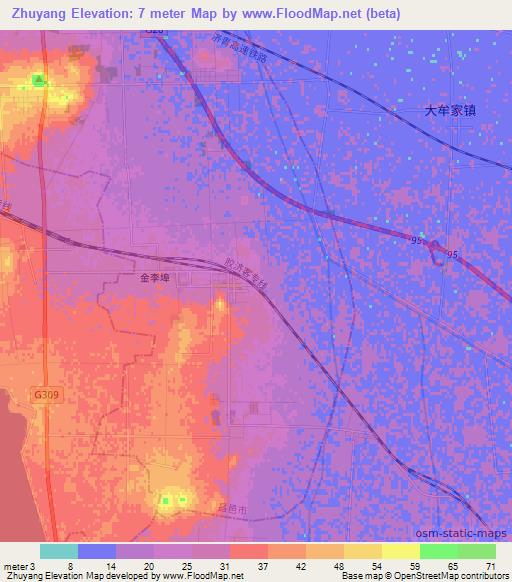 Zhuyang,China Elevation Map