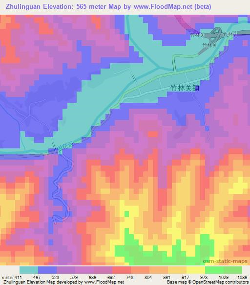 Zhulinguan,China Elevation Map