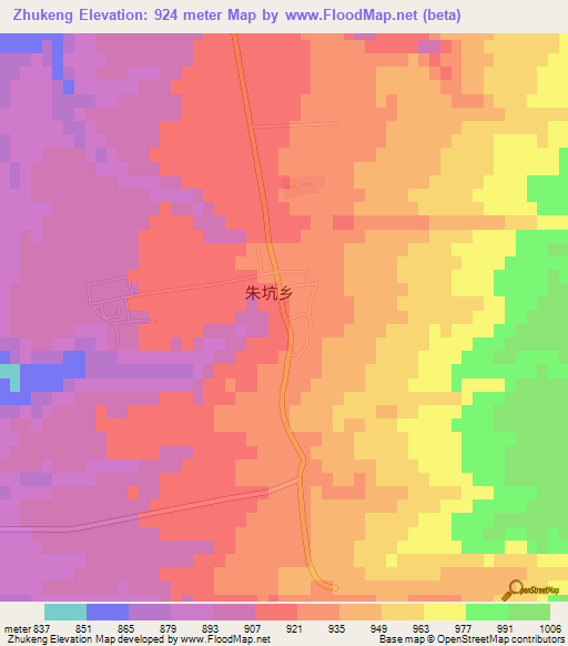 Zhukeng,China Elevation Map