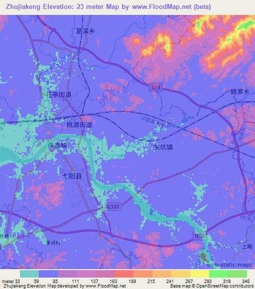 Zhujiakeng,China Elevation Map
